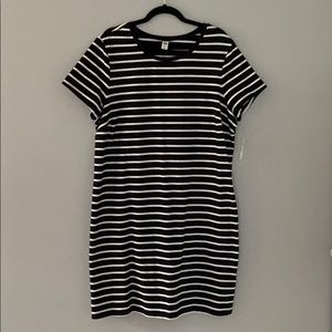 Black and white stripe tee shirt dress